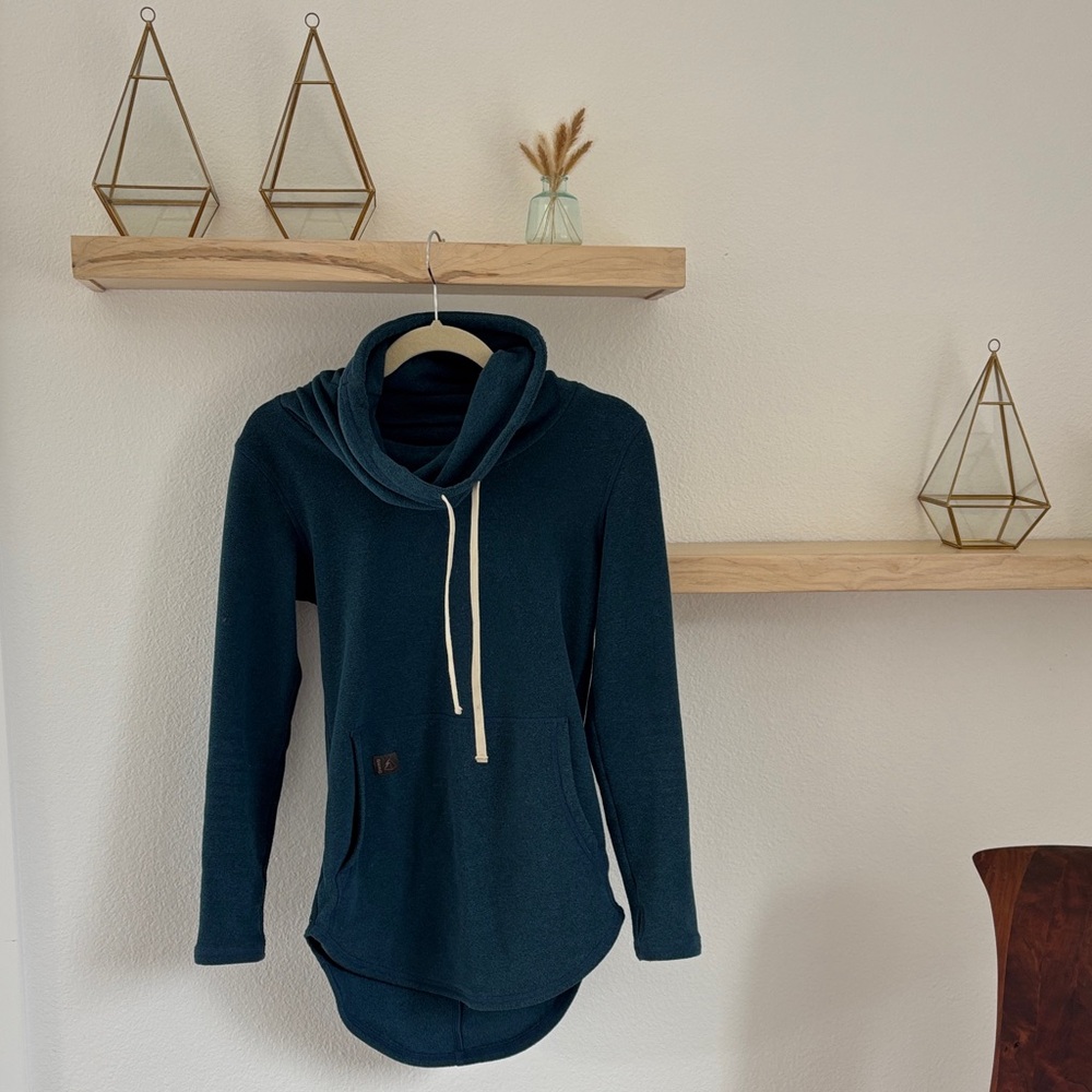 Cozy Blue Women's Tunic Long Sleeve Cowl Neck Fleece Sweater
